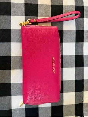 Michael Kors Hot Pink Pebbled Leather Wristlet